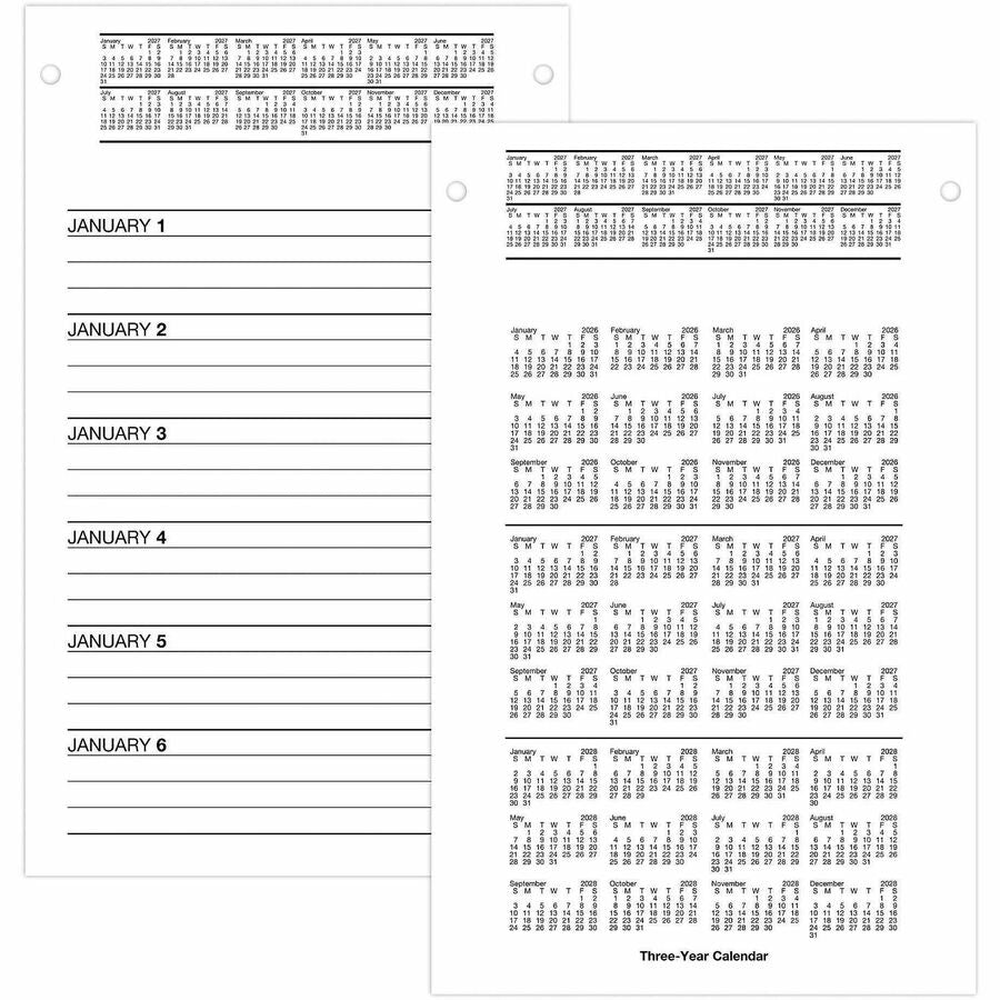 At-A-Glance Pad Style Desk Pad Calendar Refill - Large Size - Julian Dates - Daily - 12 Month - January 2024 - December 2024 - 7:00 AM to 4:30 PM - Half-hourly - 1 Day Double Page Layout - 5" x 8" White Sheet - Desktop, Desk - White - Paper - Referen