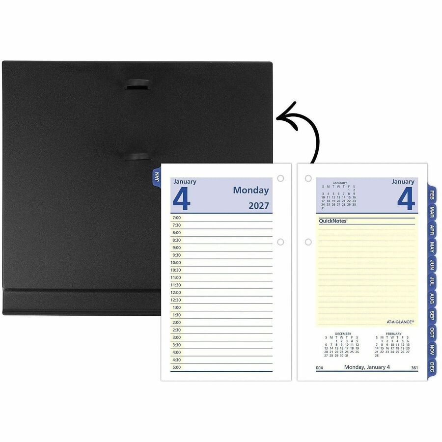 QuickNotes Desk Calendar Refill, 3.5 x 6, White/Yellow/Blue Sheets, 12-Month (Jan to Dec): 2024