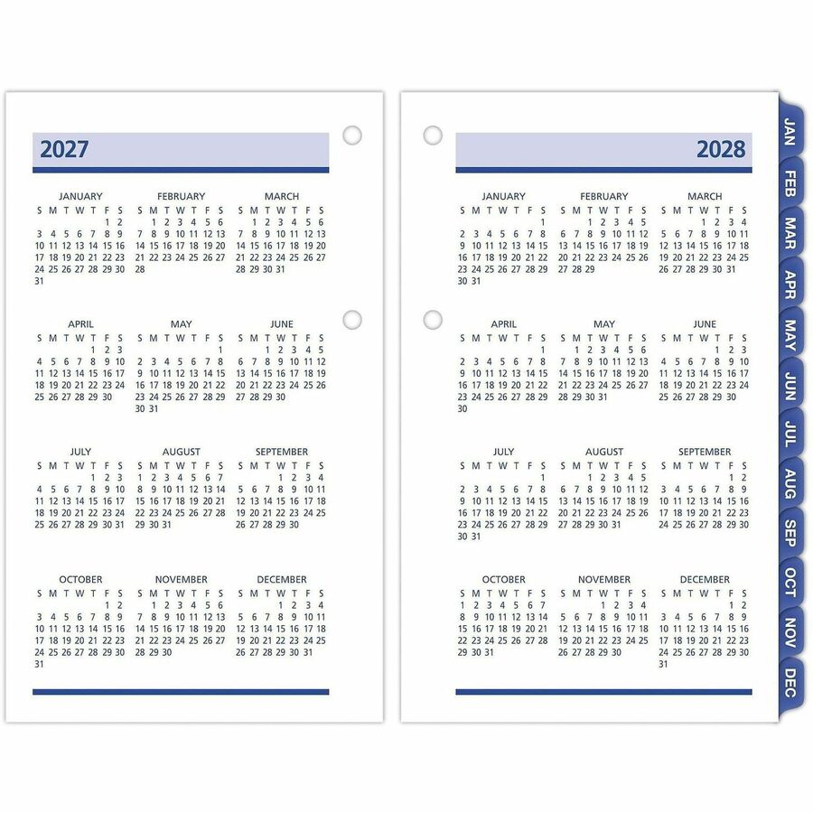 QuickNotes Desk Calendar Refill, 3.5 x 6, White/Yellow/Blue Sheets, 12-Month (Jan to Dec): 2024