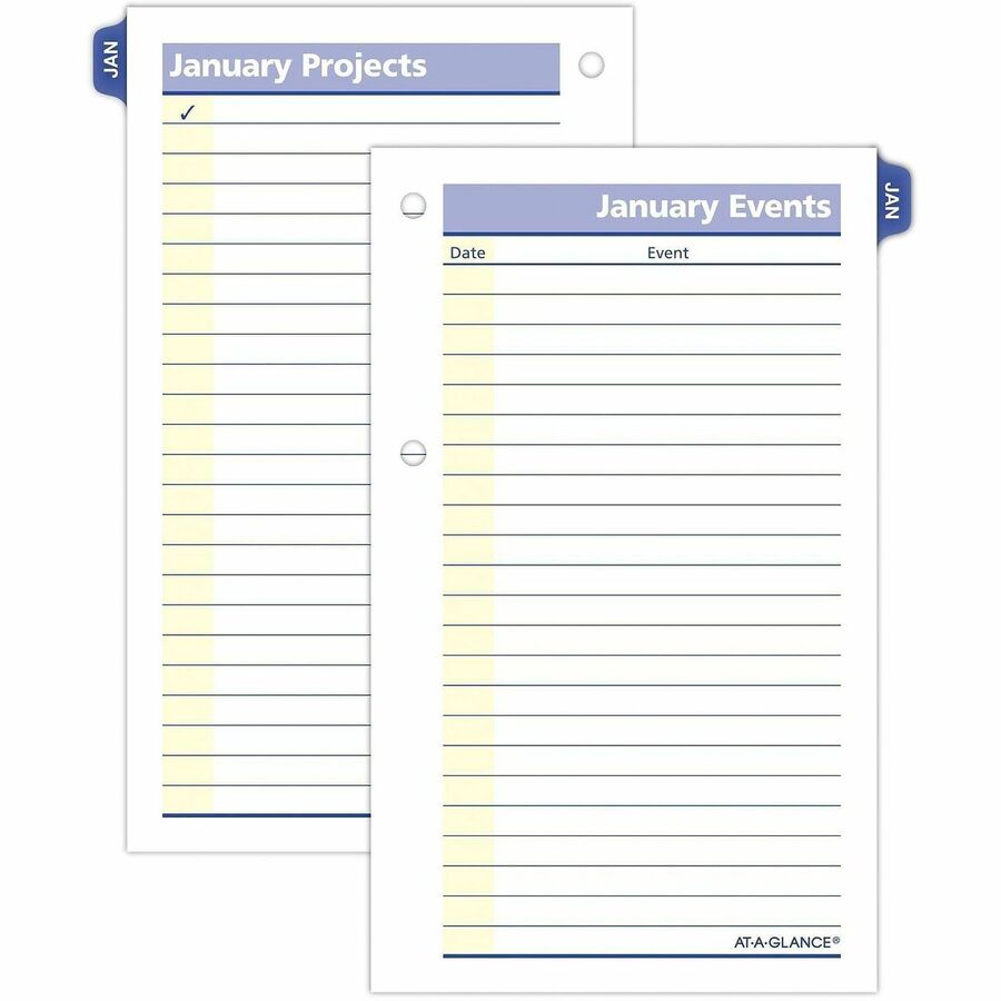 QuickNotes Desk Calendar Refill, 3.5 x 6, White/Yellow/Blue Sheets, 12-Month (Jan to Dec): 2024