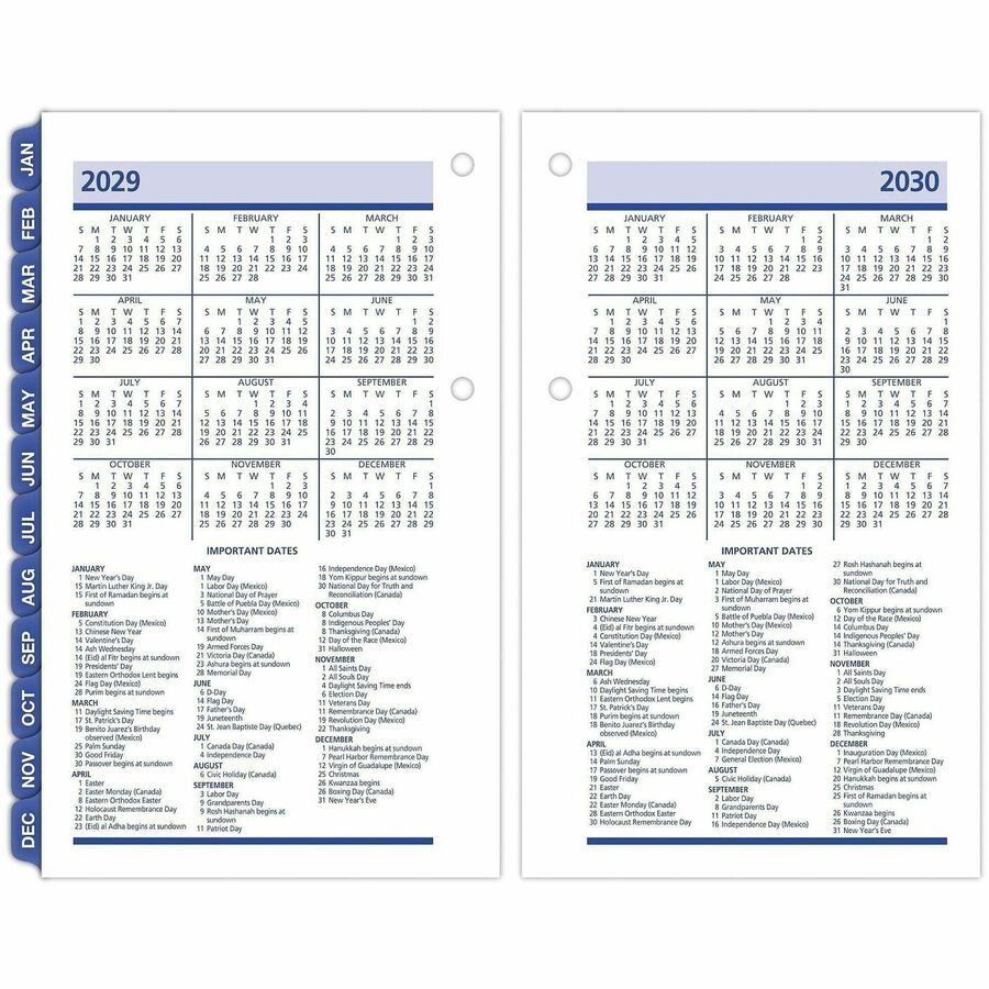 QuickNotes Desk Calendar Refill, 3.5 x 6, White/Yellow/Blue Sheets, 12-Month (Jan to Dec): 2024