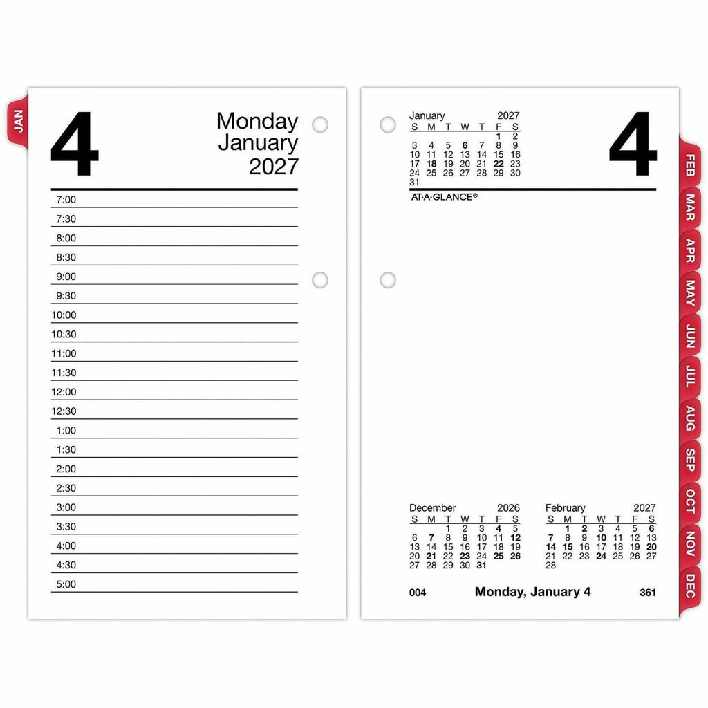 Desk Calendar Refill with Tabs, 3.5 x 6, White Sheets, 12-Month (Jan to Dec): 2024