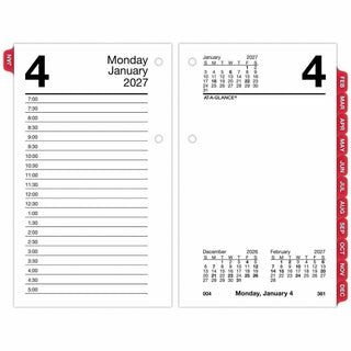 Desk Calendar Refill with Tabs, 3.5 x 6, White Sheets, 12-Month (Jan to Dec): 2024