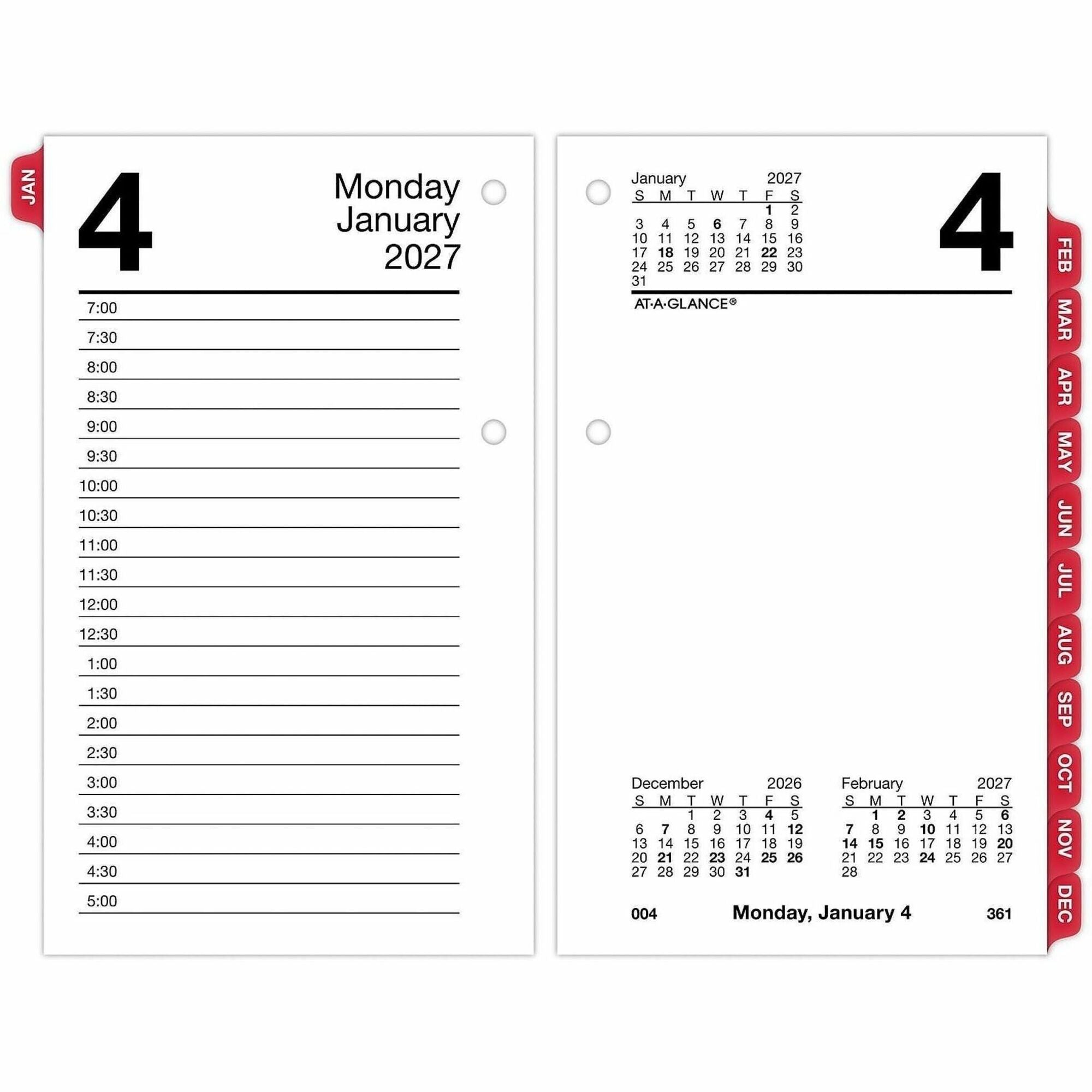 Desk Calendar Refill with Tabs, 3.5 x 6, White Sheets, 12-Month (Jan to Dec): 2024