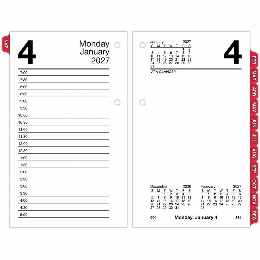 Desk Calendar Refill with Tabs, 3.5 x 6, White Sheets, 12-Month (Jan to Dec): 2024