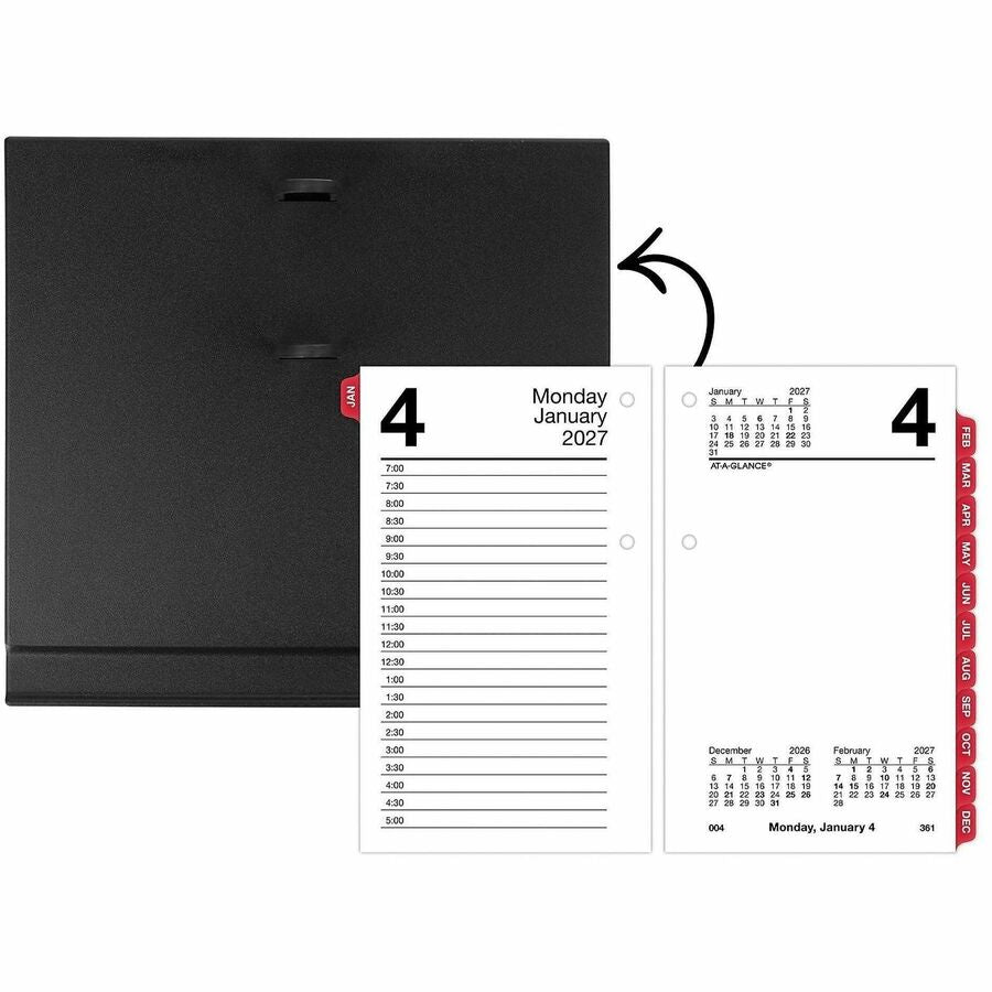 Desk Calendar Refill with Tabs, 3.5 x 6, White Sheets, 12-Month (Jan to Dec): 2024