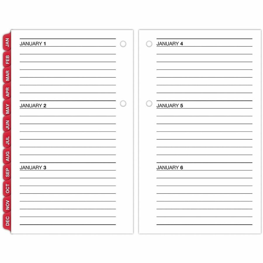 Desk Calendar Refill with Tabs, 3.5 x 6, White Sheets, 12-Month (Jan to Dec): 2024