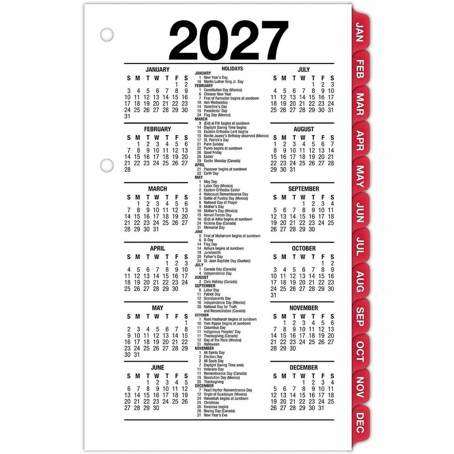 Desk Calendar Refill with Tabs, 3.5 x 6, White Sheets, 12-Month (Jan to Dec): 2024