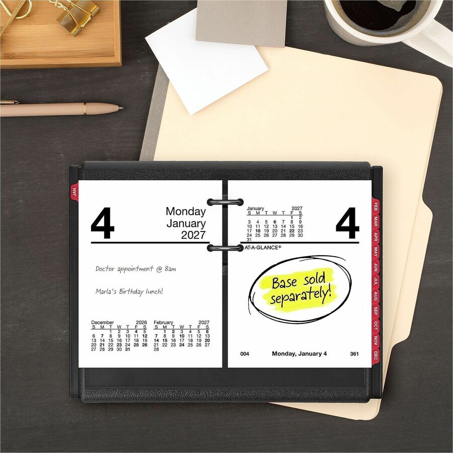 Compact Desk Calendar Refill, 3 x 3.75, White Sheets, 12-Month (Jan to Dec): 2024