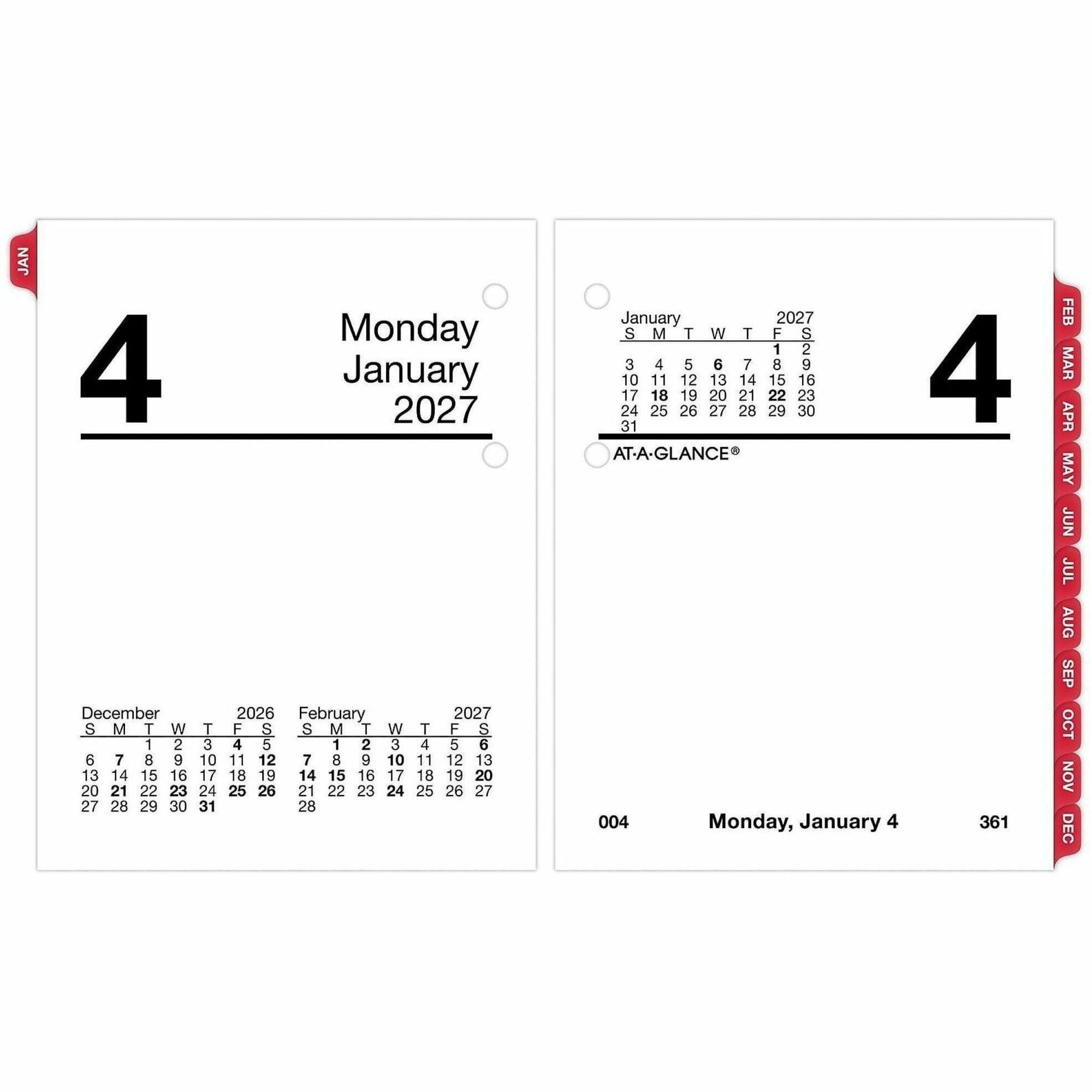 Compact Desk Calendar Refill, 3 x 3.75, White Sheets, 12-Month (Jan to Dec): 2024