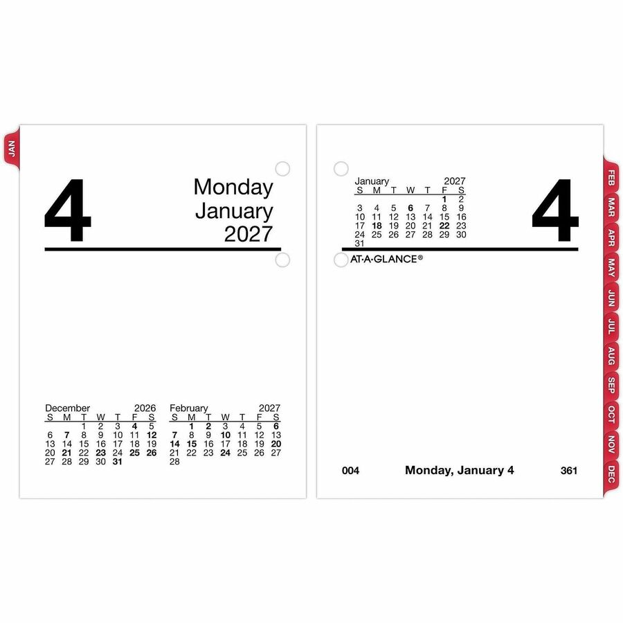 Compact Desk Calendar Refill, 3 x 3.75, White Sheets, 12-Month (Jan to Dec): 2024