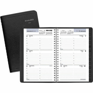 DayMinder Block Format Weekly Appointment Book, Tabbed Telephone/Add Section, 8.5 x 5.5, Black, 12-Month (Jan to Dec): 2024