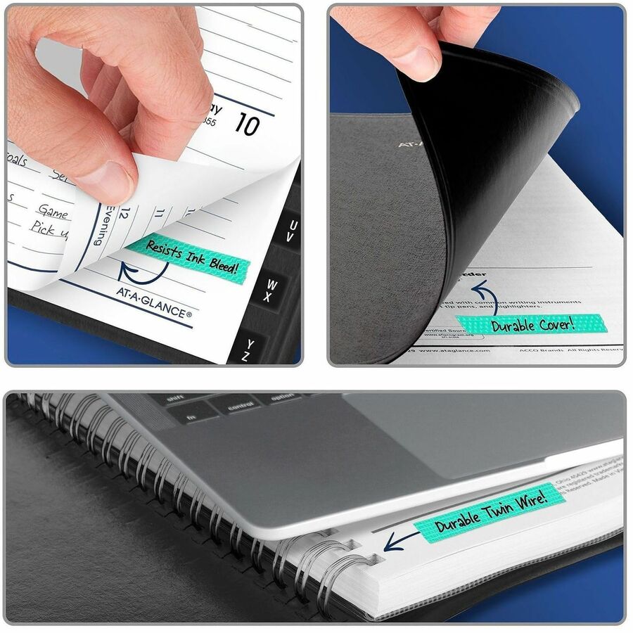 DayMinder Block Format Weekly Appointment Book, Tabbed Telephone/Add Section, 8.5 x 5.5, Black, 12-Month (Jan to Dec): 2024