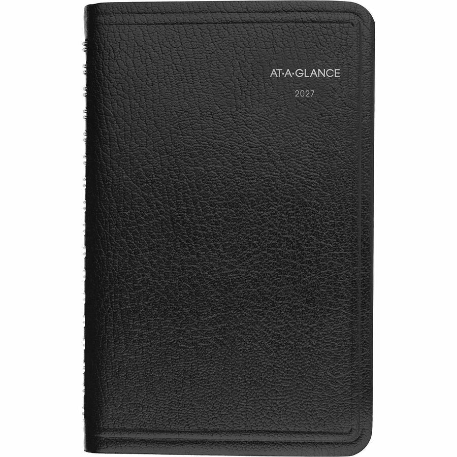 DayMinder Block Format Weekly Appointment Book, Tabbed Telephone/Add Section, 8.5 x 5.5, Black, 12-Month (Jan to Dec): 2024