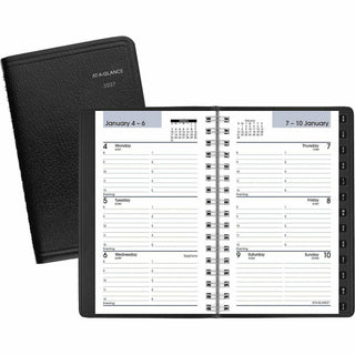 DayMinder Weekly Pocket Appointment Book with Telephone/Address Section, 6 x 3.5, Black Cover, 12-Month (Jan to Dec): 2024