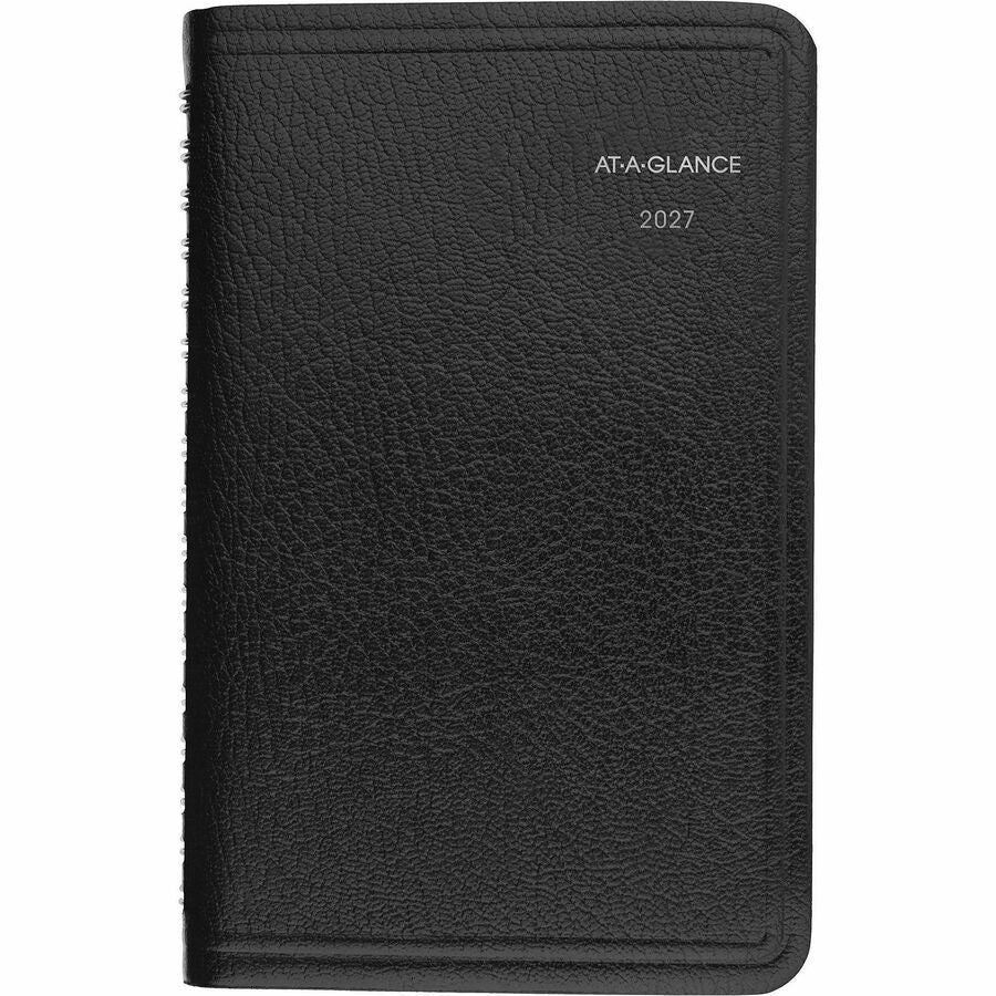 DayMinder Weekly Pocket Appointment Book with Telephone/Address Section, 6 x 3.5, Black Cover, 12-Month (Jan to Dec): 2024