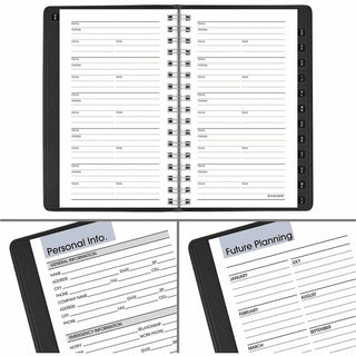DayMinder Weekly Pocket Appointment Book with Telephone/Address Section, 6 x 3.5, Black Cover, 12-Month (Jan to Dec): 2024