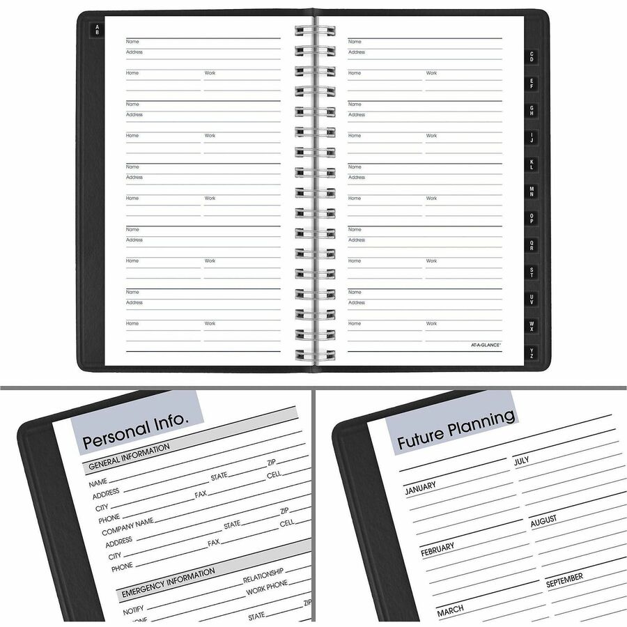 DayMinder Weekly Pocket Appointment Book with Telephone/Address Section, 6 x 3.5, Black Cover, 12-Month (Jan to Dec): 2024