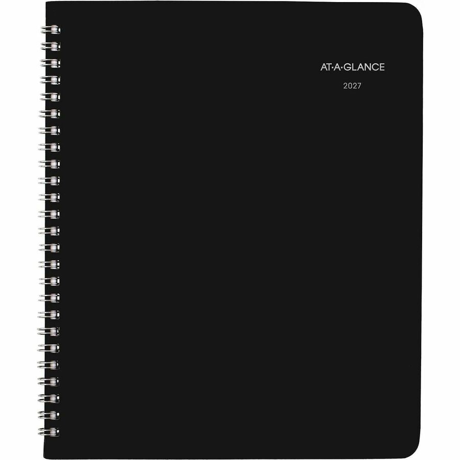 DayMinder Monthly Planner with Notes Column, Ruled Blocks, 8.75 x 7, Black Cover, 12-Month (Jan to Dec): 2024