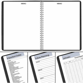 DayMinder Monthly Planner with Notes Column, Ruled Blocks, 8.75 x 7, Black Cover, 12-Month (Jan to Dec): 2024
