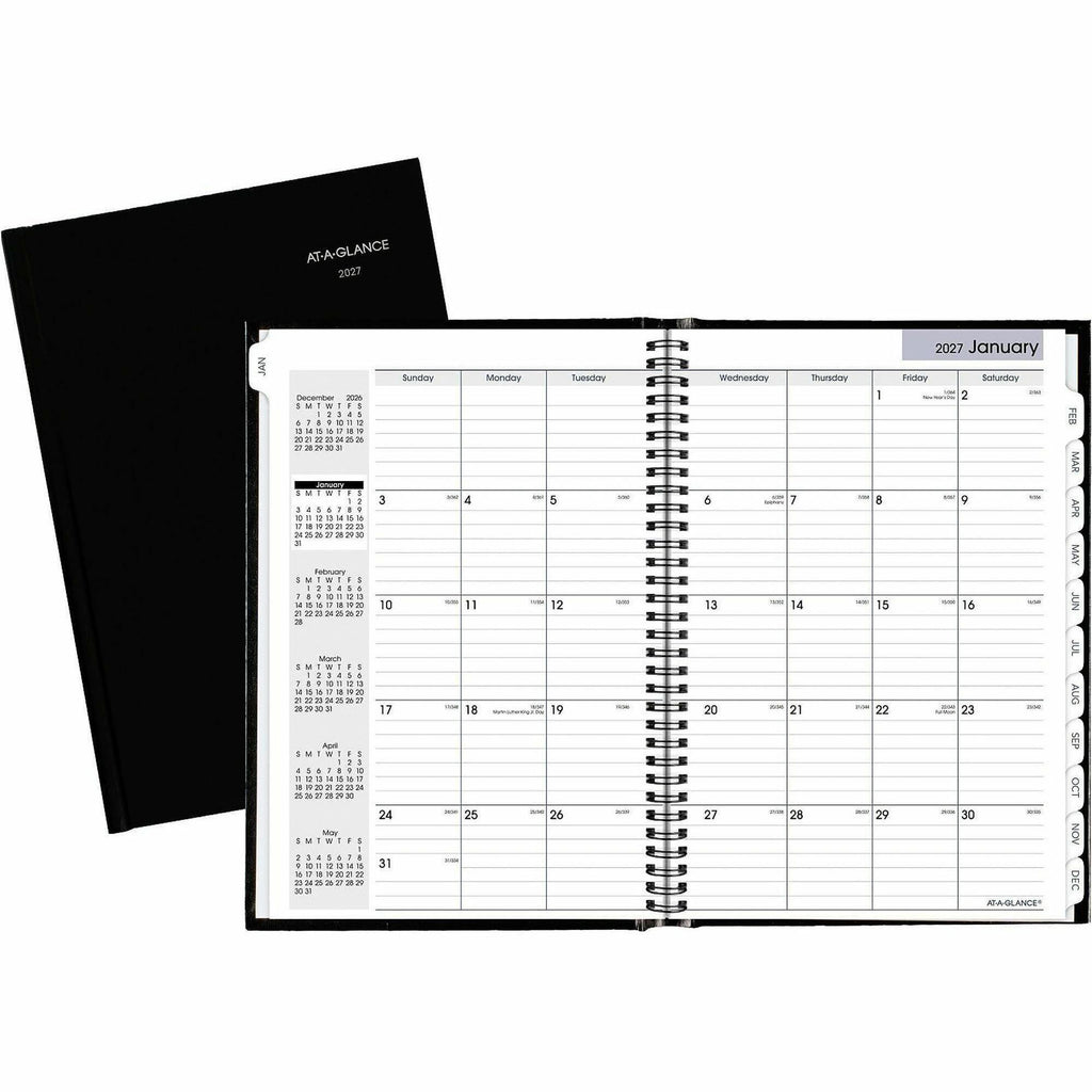 DayMinder Hard-Cover Monthly Planner, Ruled Blocks, 11.75 x 8, Black Cover, 14-Month (Dec to Jan): 2023 to 2025