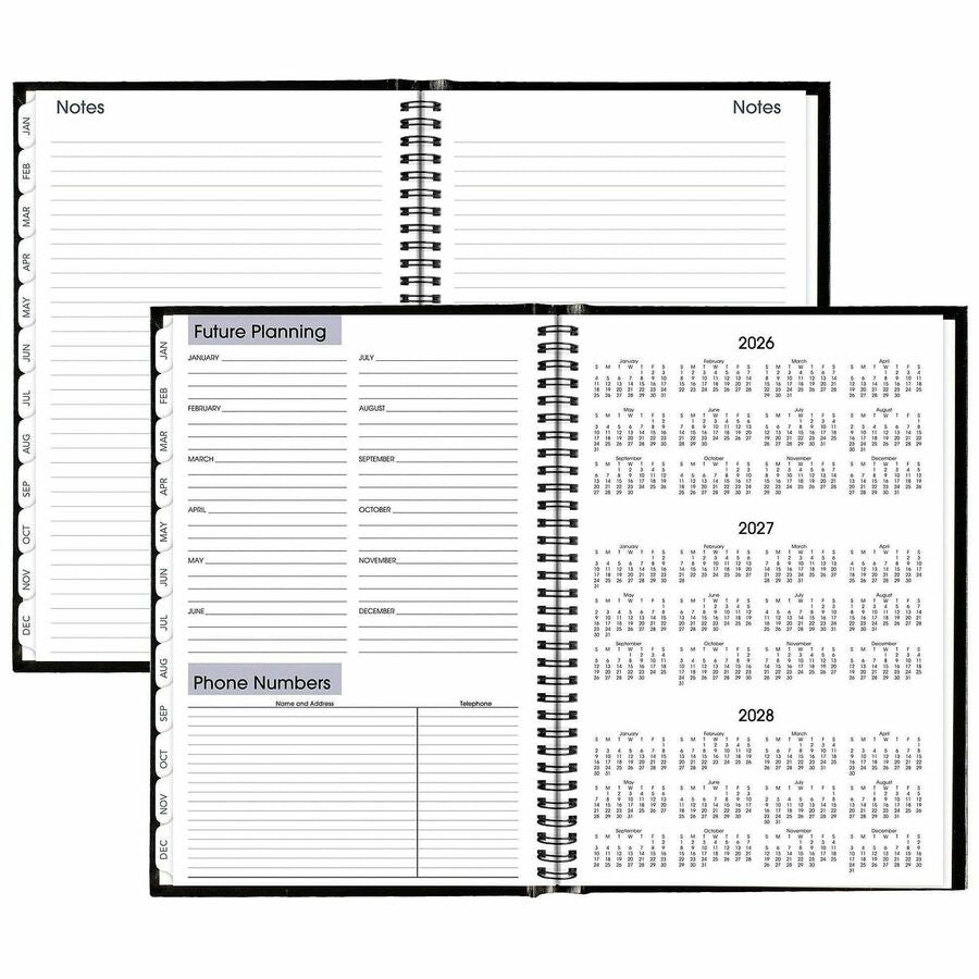 DayMinder Hard-Cover Monthly Planner, Ruled Blocks, 11.75 x 8, Black Cover, 14-Month (Dec to Jan): 2023 to 2025