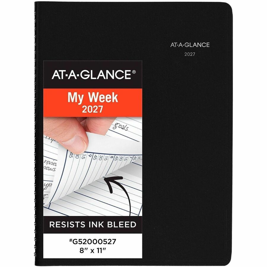 DayMinder Weekly Appointment Book, Vertical-Column Format, 11 x 8, Black Cover, 12-Month (Jan to Dec): 2024