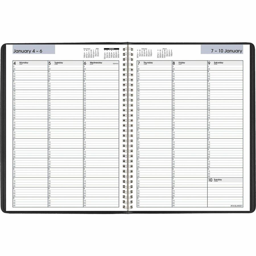 DayMinder Weekly Appointment Book, Vertical-Column Format, 11 x 8, Black Cover, 12-Month (Jan to Dec): 2024