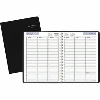 DayMinder Weekly Appointment Book, Vertical-Column Format, 11 x 8, Black Cover, 12-Month (Jan to Dec): 2024