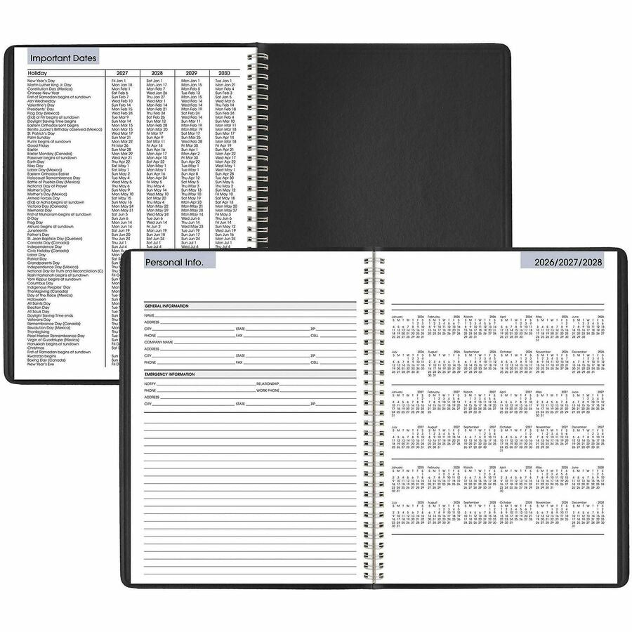 DayMinder Weekly Appointment Book, Vertical-Column Format, 11 x 8, Black Cover, 12-Month (Jan to Dec): 2024