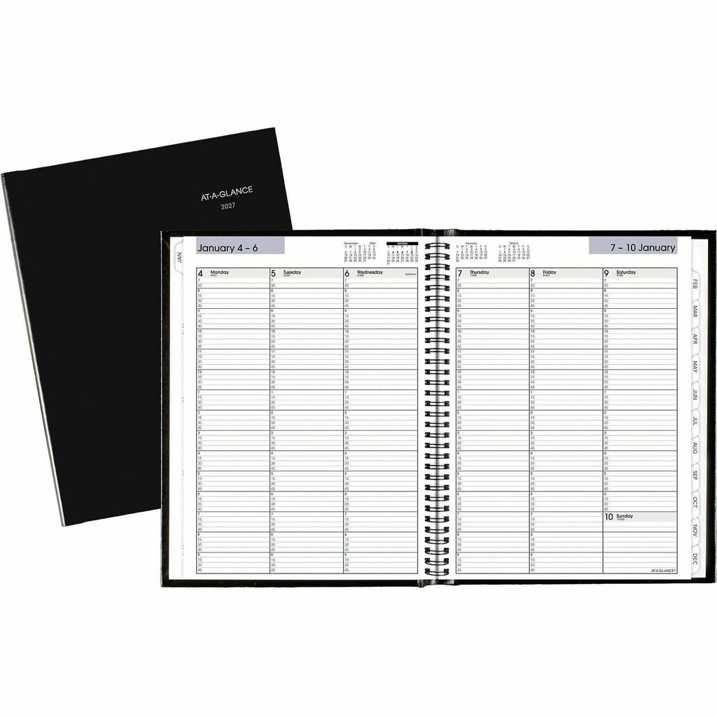 At-A-Glance DayMinder Premiere Appointment Book Planner - Large Size - Julian Dates - Weekly - 12 Month - January 2024 - December 2024 - 7:00 AM to 9:45 PM - Quarter-hourly, 7:00 AM to 6:45 PM - Saturday - 1 Week Double Page Layout - 8" x 11" White S