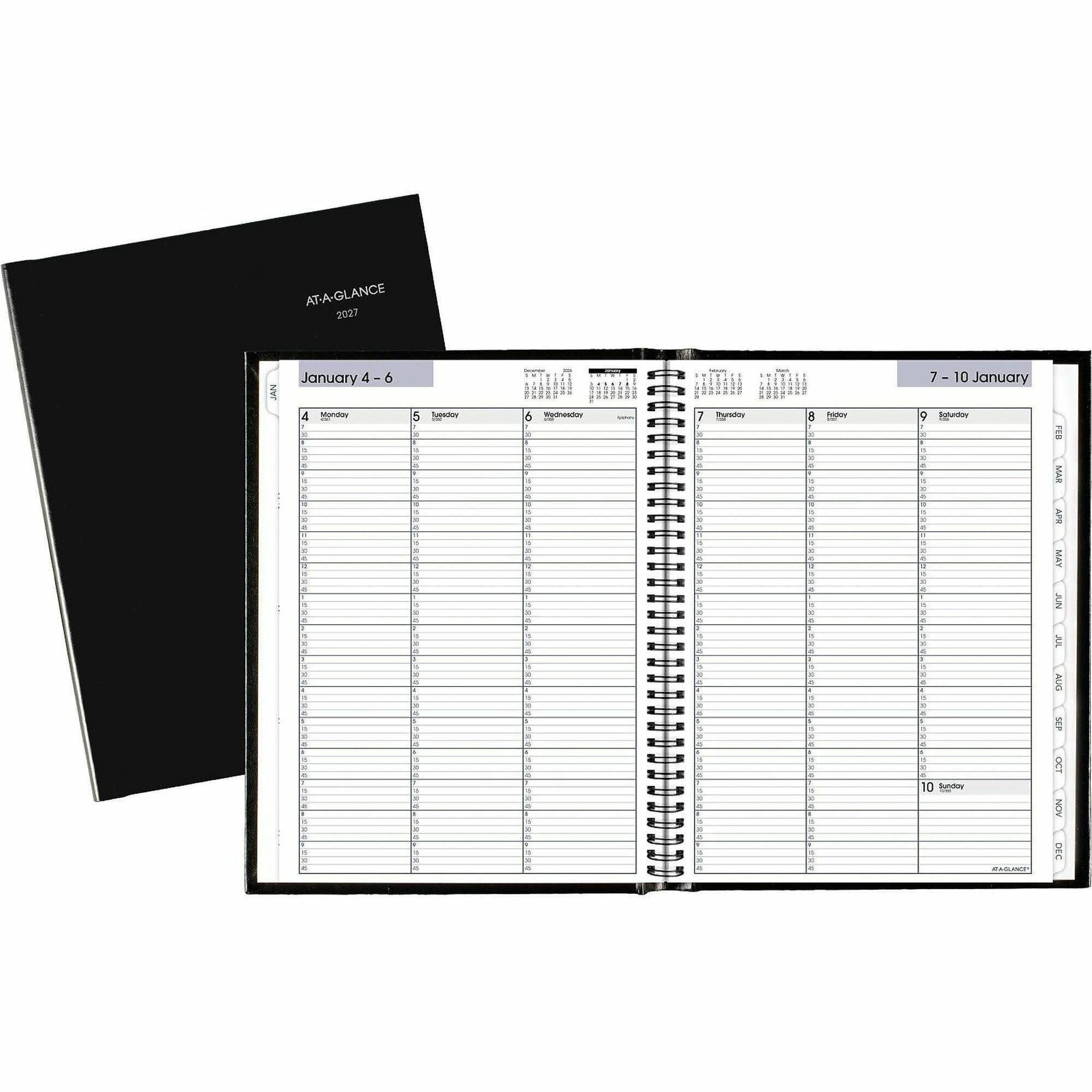At-A-Glance DayMinder Premiere Appointment Book Planner - Large Size - Julian Dates - Weekly - 12 Month - January 2024 - December 2024 - 7:00 AM to 9:45 PM - Quarter-hourly, 7:00 AM to 6:45 PM - Saturday - 1 Week Double Page Layout - 8" x 11" White S