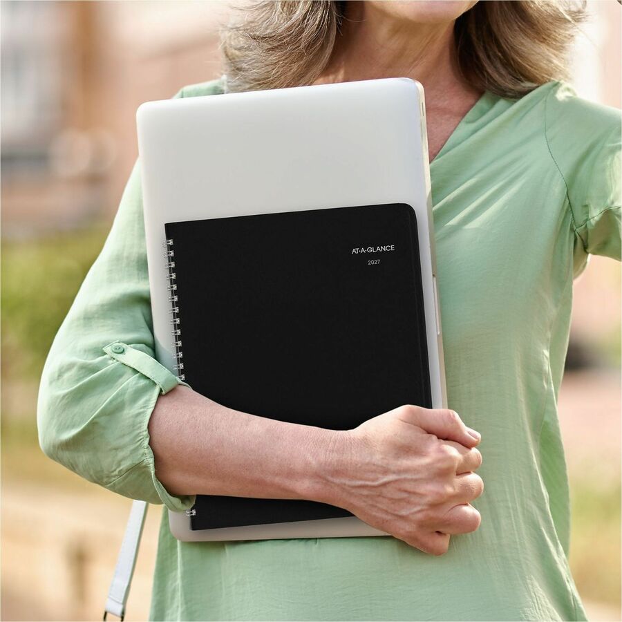 DayMinder Open-Schedule Weekly Appointment Book, 8.75 x 7, Black Cover, 12-Month (Jan to Dec): 2024