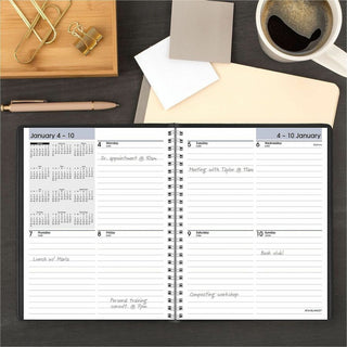 DayMinder Open-Schedule Weekly Appointment Book, 8.75 x 7, Black Cover, 12-Month (Jan to Dec): 2024