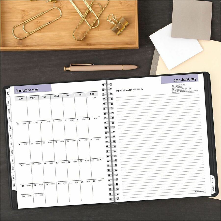 DayMinder Executive Weekly/Monthly Refillable Planner, 8.75 x 7, Black Cover, 12-Month (Jan to Dec): 2024