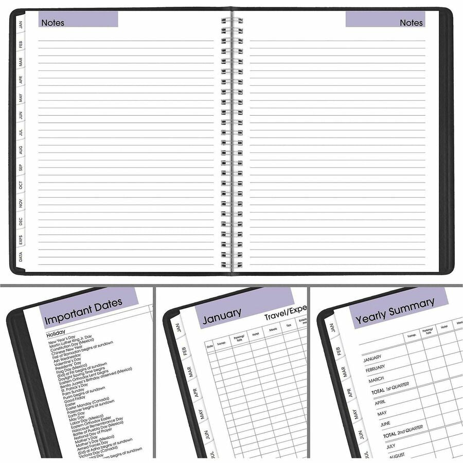 DayMinder Executive Weekly/Monthly Refillable Planner, 8.75 x 7, Black Cover, 12-Month (Jan to Dec): 2024