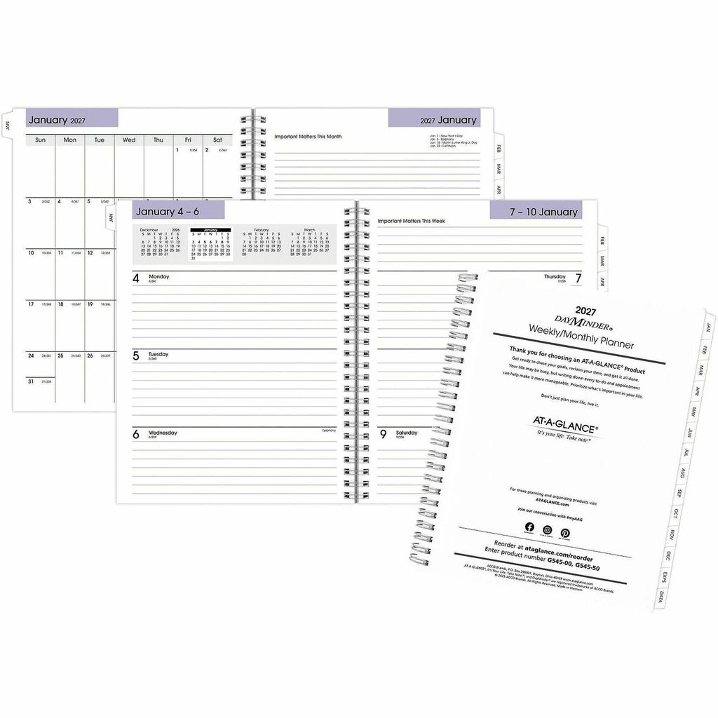 DayMinder Executive Weekly/Monthly Refill, 8.75 x 7, White Sheets, 12-Month (Jan to Dec): 2024