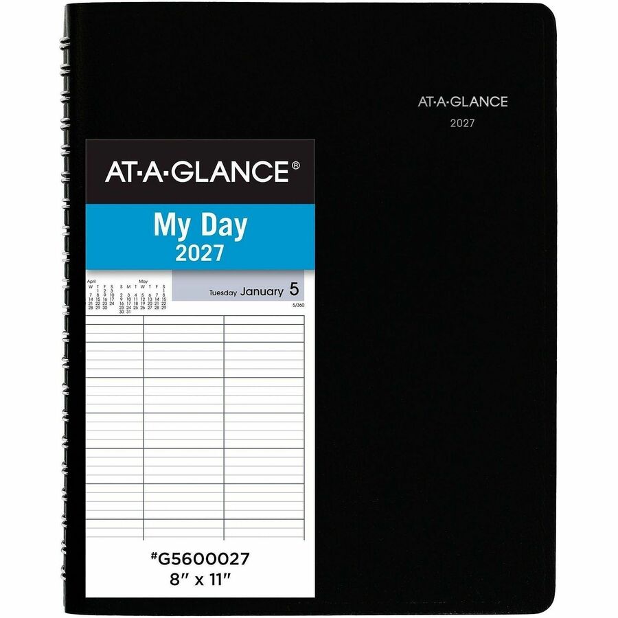 DayMinder Four-Person Group Daily Appointment Book, 11 x 8, Black Cover, 12-Month (Jan to Dec): 2024