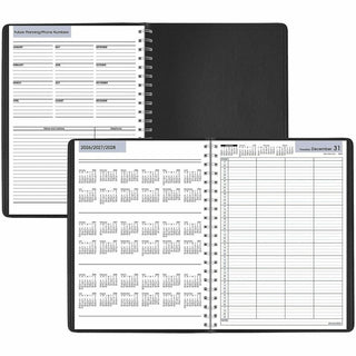 DayMinder Four-Person Group Daily Appointment Book, 11 x 8, Black Cover, 12-Month (Jan to Dec): 2024