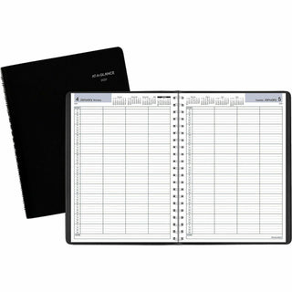 DayMinder Four-Person Group Daily Appointment Book, 11 x 8, Black Cover, 12-Month (Jan to Dec): 2024