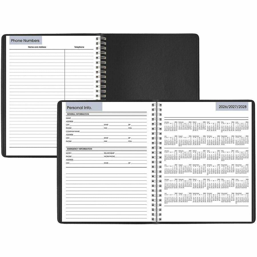DayMinder Weekly Planner, Vertical-Column Format, 8.75 x 7, Black Cover, 12-Month (Jan to Dec): 2024