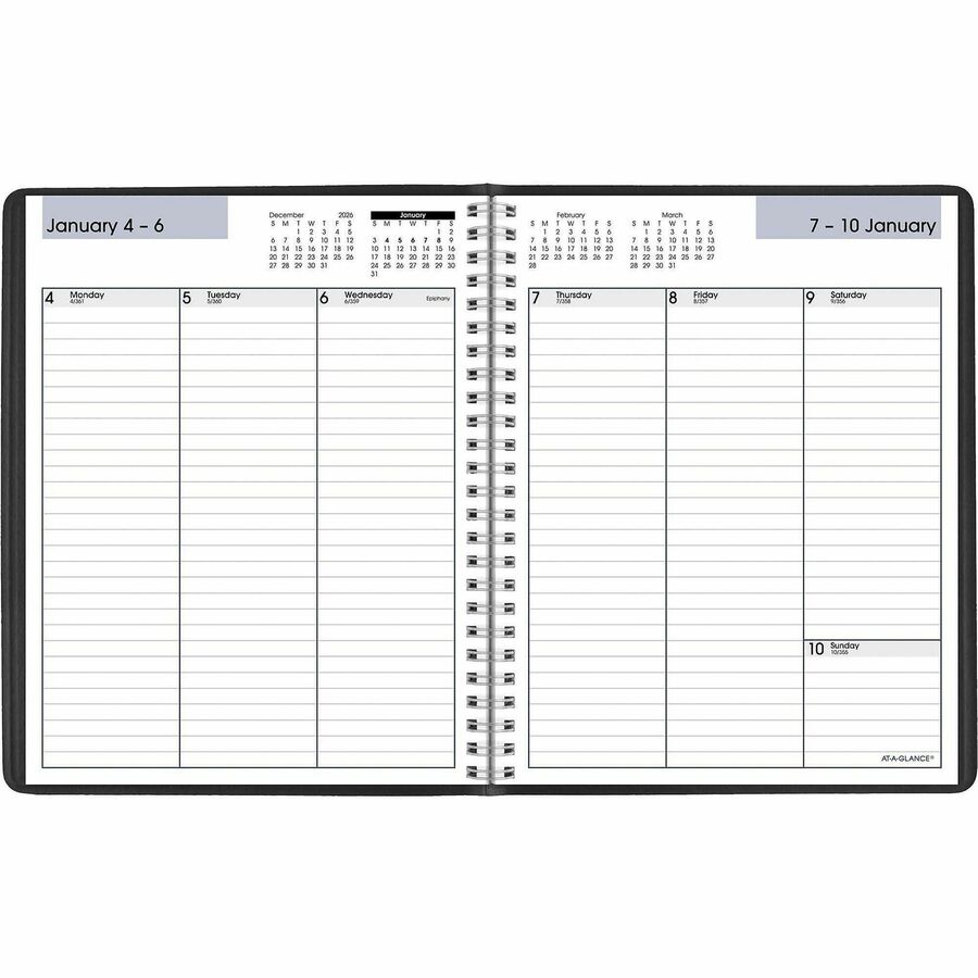 DayMinder Weekly Planner, Vertical-Column Format, 8.75 x 7, Black Cover, 12-Month (Jan to Dec): 2024