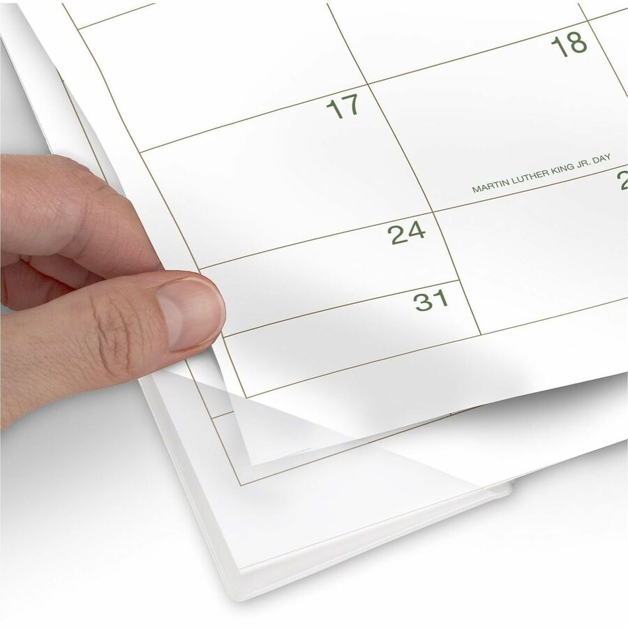 Two-Color Desk Pad, 22 x 17, White Sheets, Black Binding, Clear Corners, 12-Month (Jan to Dec): 2024