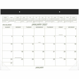 Two-Color Desk Pad, 22 x 17, White Sheets, Black Binding, Clear Corners, 12-Month (Jan to Dec): 2024