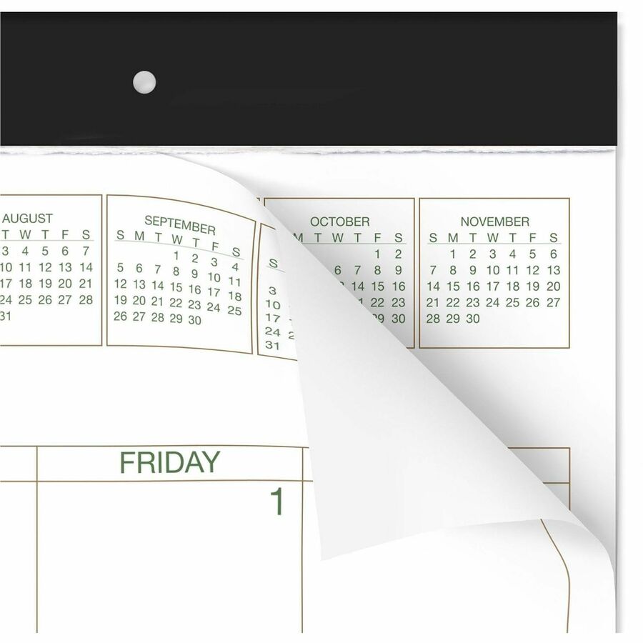 Two-Color Desk Pad, 22 x 17, White Sheets, Black Binding, Clear Corners, 12-Month (Jan to Dec): 2024