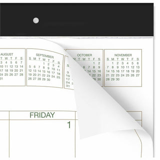 Two-Color Desk Pad, 22 x 17, White Sheets, Black Binding, Clear Corners, 12-Month (Jan to Dec): 2024