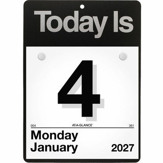 At-A-Glance "Today Is"Wall Calendar - Small Size - Julian Dates - Daily - 12 Month - January 2024 - December 2024 - 1 Day Single Page Layout - 6" x 6" White Sheet - White - Poly, Paper - Eyelet, Unruled Daily Block - 1 Each