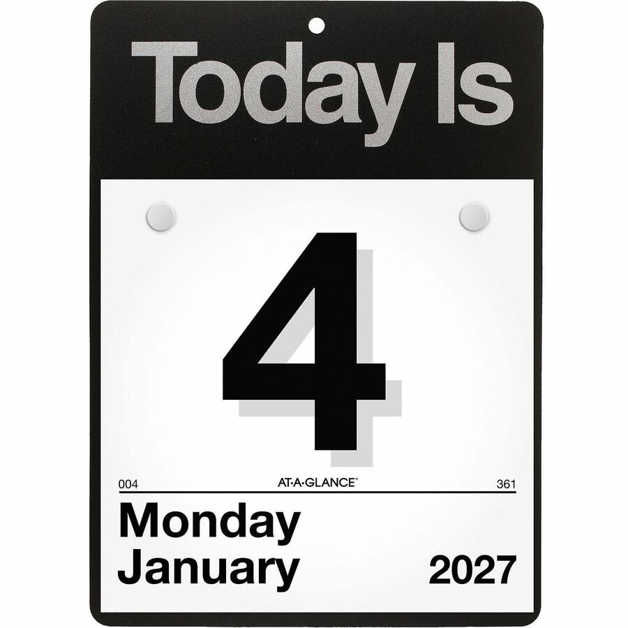 At-A-Glance "Today Is"Wall Calendar - Small Size - Julian Dates - Daily - 12 Month - January 2024 - December 2024 - 1 Day Single Page Layout - 6" x 6" White Sheet - White - Poly, Paper - Eyelet, Unruled Daily Block - 1 Each