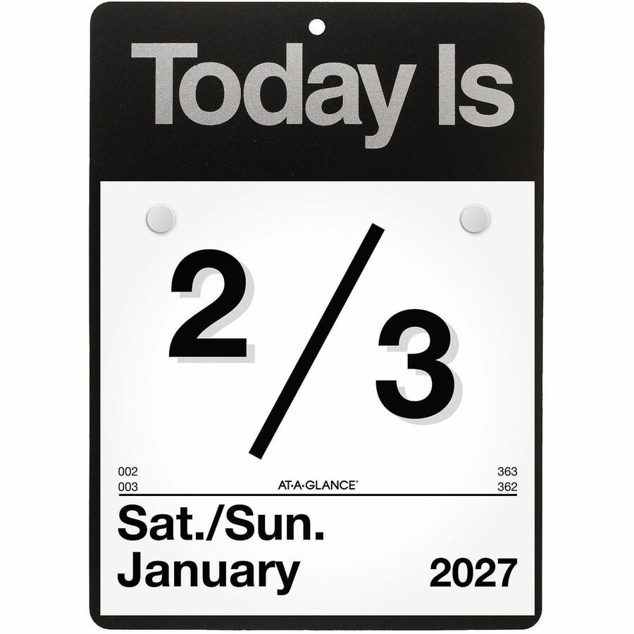 At-A-Glance "Today Is"Wall Calendar - Small Size - Julian Dates - Daily - 12 Month - January 2024 - December 2024 - 1 Day Single Page Layout - 6" x 6" White Sheet - White - Poly, Paper - Eyelet, Unruled Daily Block - 1 Each