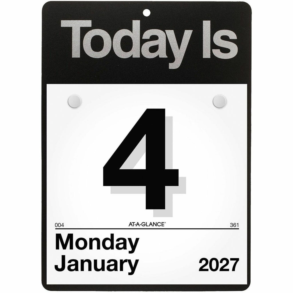 At-A-Glance "Today Is"Wall Calendar - Small Size - Julian Dates - Daily - 12 Month - January 2024 - December 2024 - 1 Day Single Page Layout - 6" x 6" White Sheet - White - Poly, Paper - Eyelet, Unruled Daily Block - 1 Each
